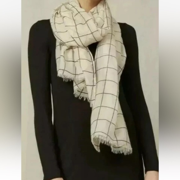 Rachel Pally Accessories - Rachel Pally Women’s Cream Grid Scarf 100% Polyester One Size